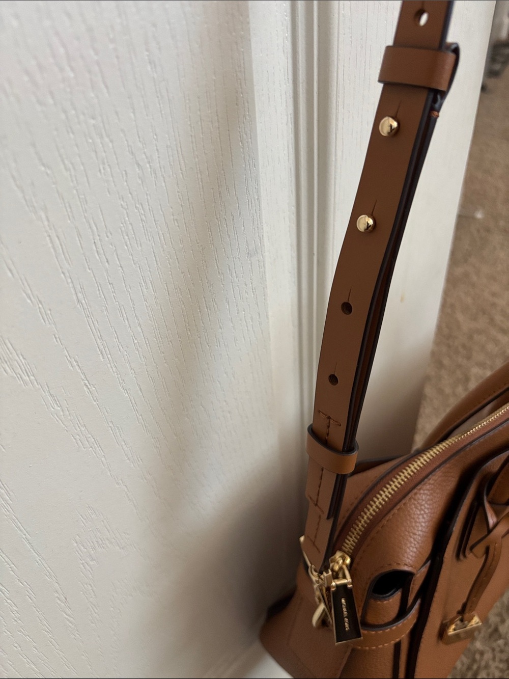 Michael Kors Brown Pebbled Leather Satchel with Gold Hardware - Picture 7 of 7